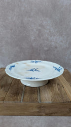 Compotier ancien en faïence anglaise Cauldon – décor bleu Chantilly