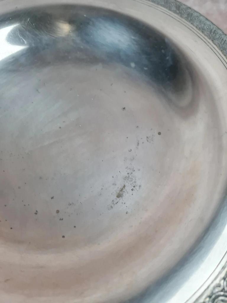 🩶 Compotier vintage en métal argenté à frise ciselée 🩶