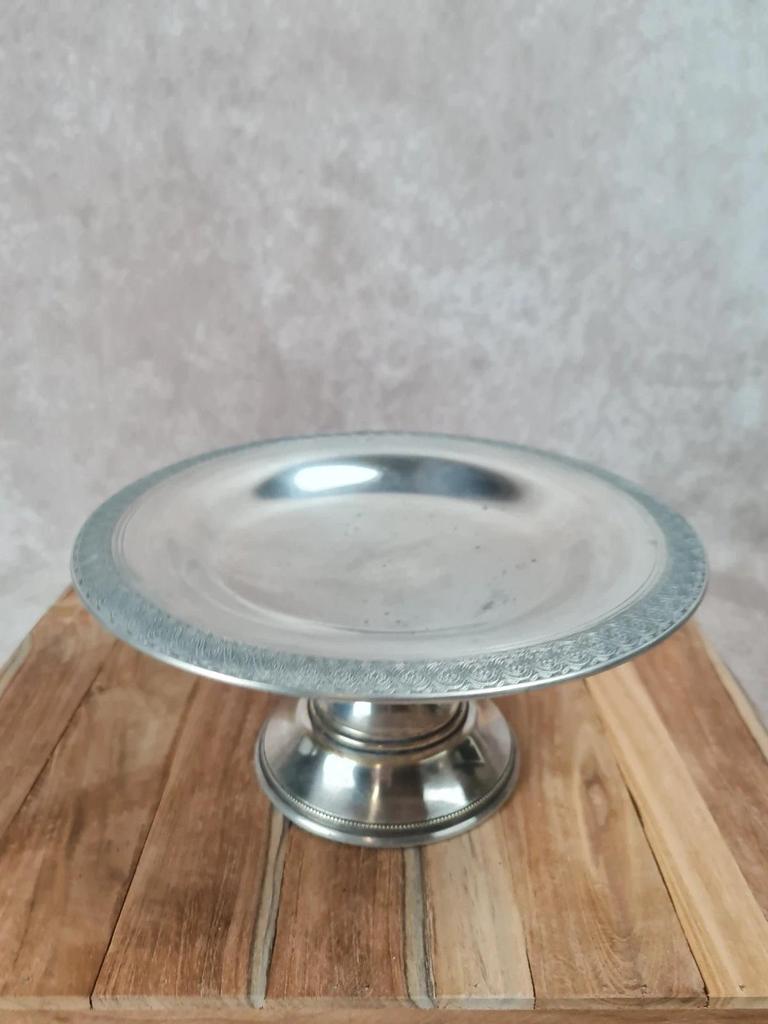 🩶 Compotier vintage en métal argenté à frise ciselée 🩶