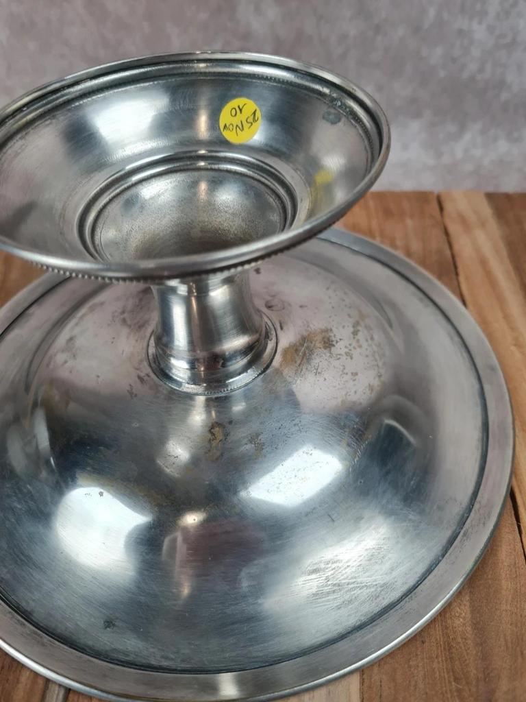 🩶 Compotier vintage en métal argenté à frise ciselée 🩶