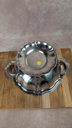 Coupe ancienne en métal argenté à anses – style baroque chic