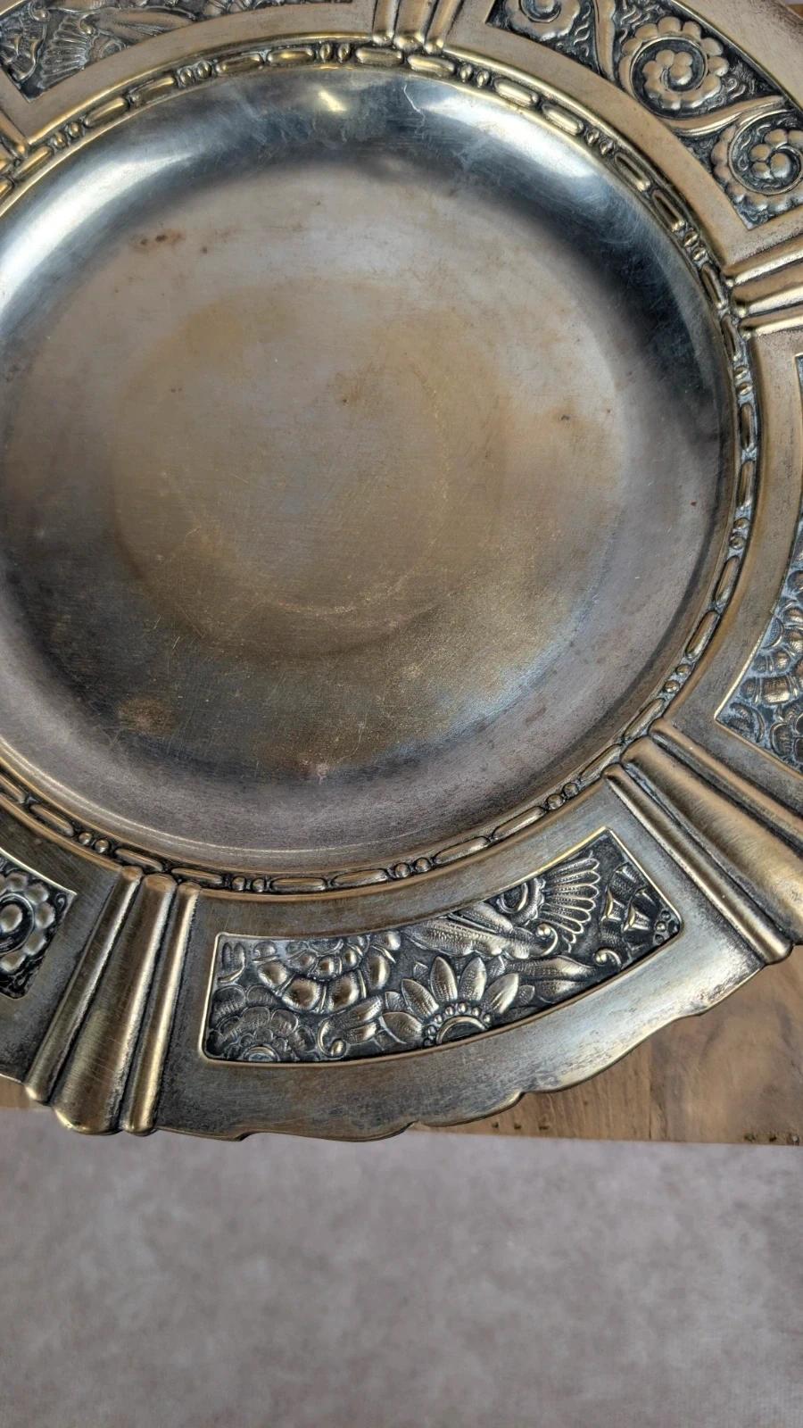 Coupe / plat sur pied Art Déco en métal argenté – 1930