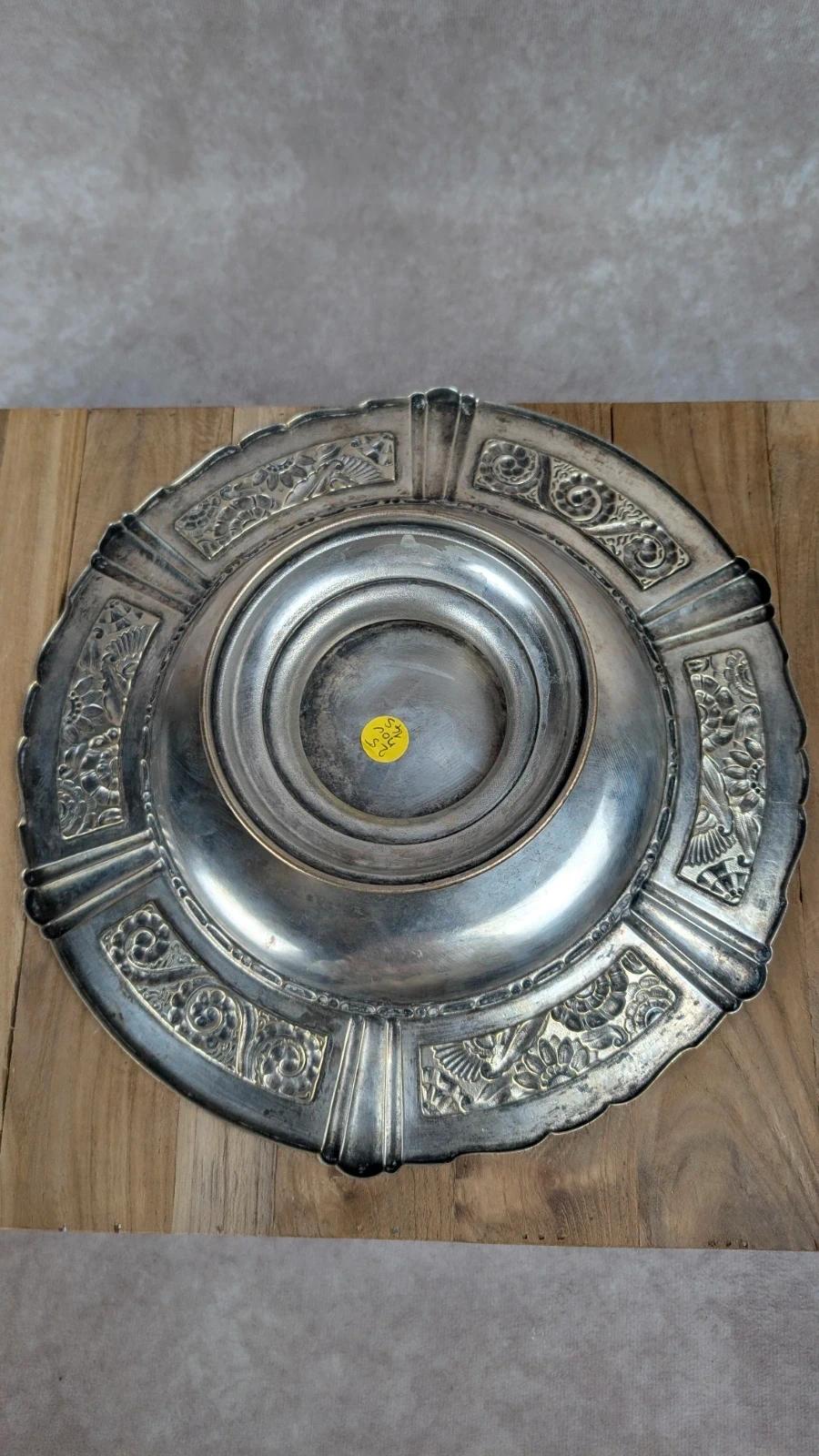 Coupe / plat sur pied Art Déco en métal argenté – 1930