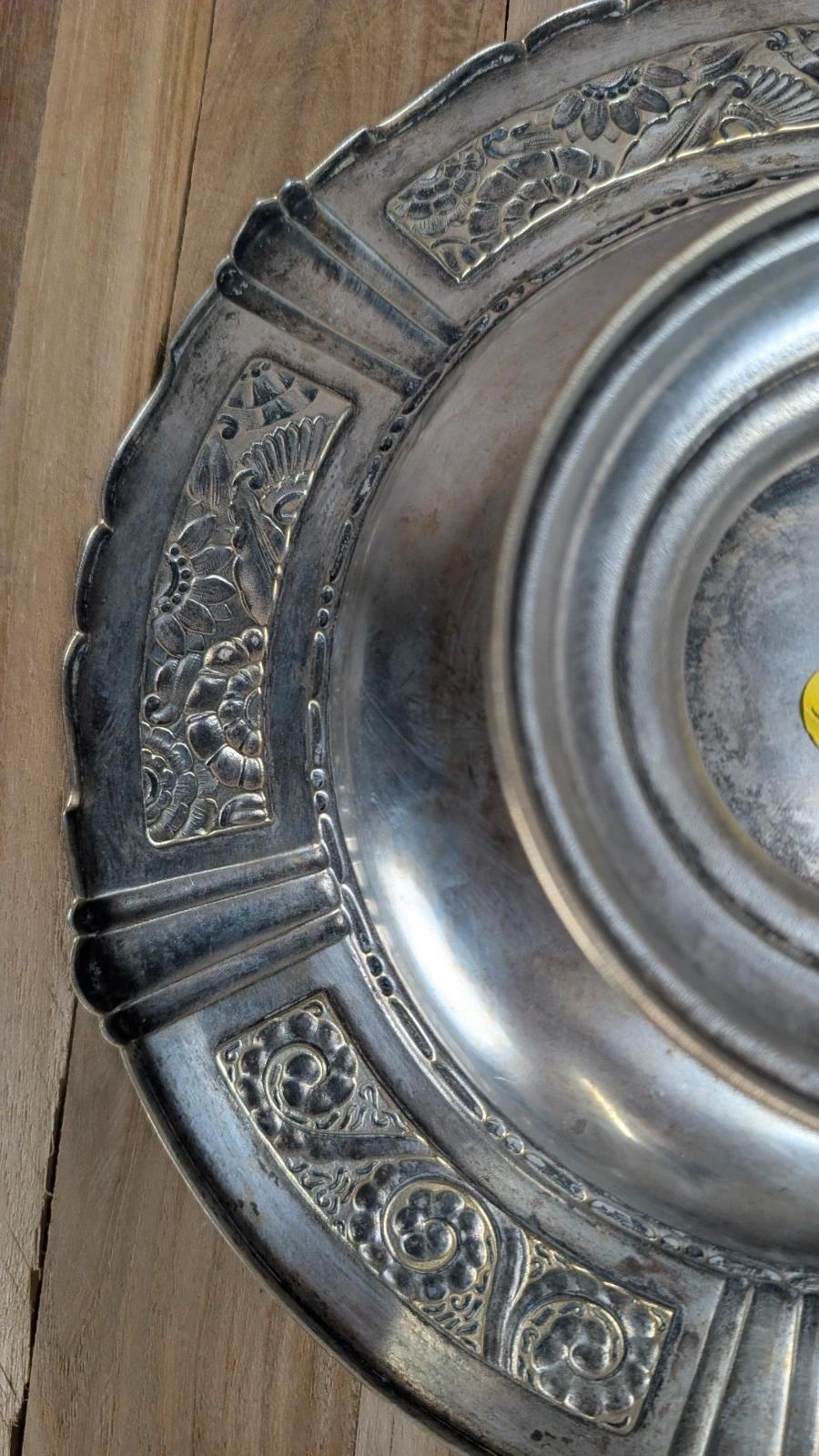 Coupe / plat sur pied Art Déco en métal argenté – 1930