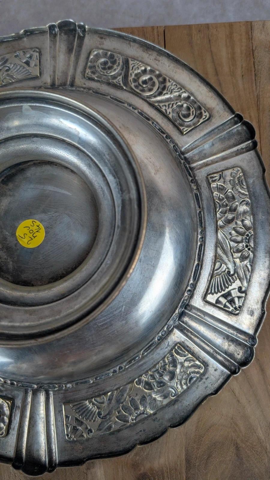 Coupe / plat sur pied Art Déco en métal argenté – 1930