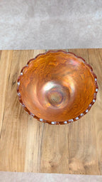 Coupe sur pied en verre pressé irisé – motif feuillage