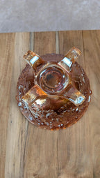 Coupe sur pied en verre pressé irisé – motif feuillage