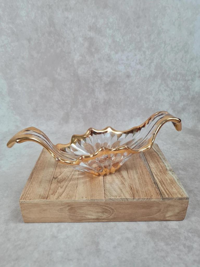 Coupelle décorative en verre soufflé/cristal doré – style vintage / Murano