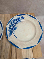 Lot de 4 assiettes Terre de fer Fp Granville – Décor bleu Art déco
