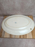 Plat ovale ancien en terre de fer Longwy modèle Pékin
