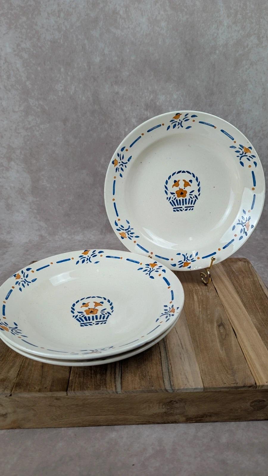 Lot de 3 assiettes creuses Longchamp Terre de Fer – modèle Panier