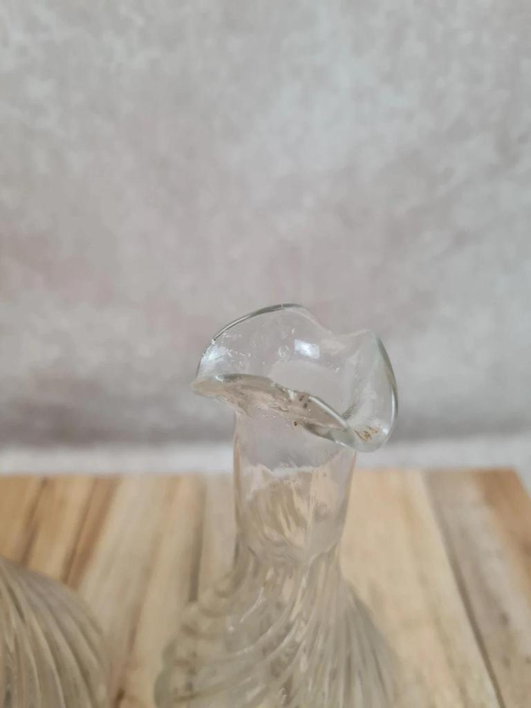 Serviteur huile vinaigre ancien Terre de Fer attribué Gien décor floral bleu 💙