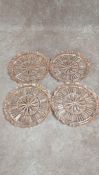 Lot de 4 dessous de bouteille en verre pressé rosé vintage