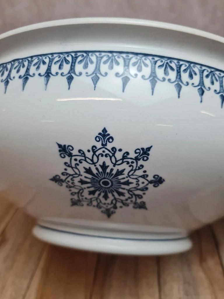 Saladier ancien Saint-amand en terre de fer, modèle Primax bleu