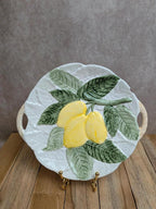 Assiette ancienne en barbotine motif citrons