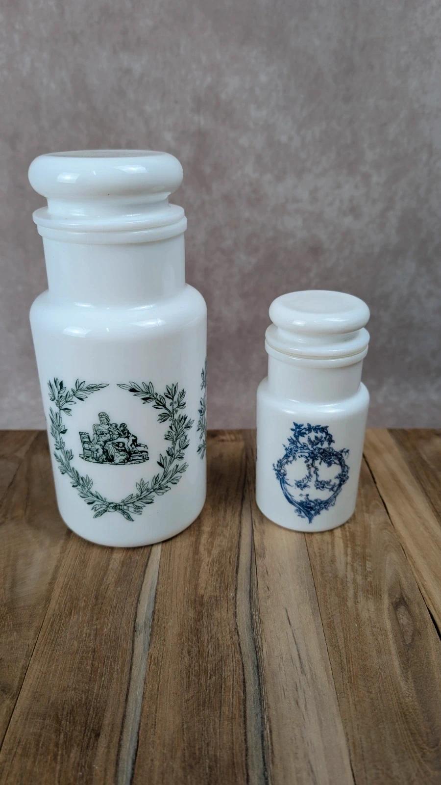 Lot de 2 pots en verre opalin Made in Italy