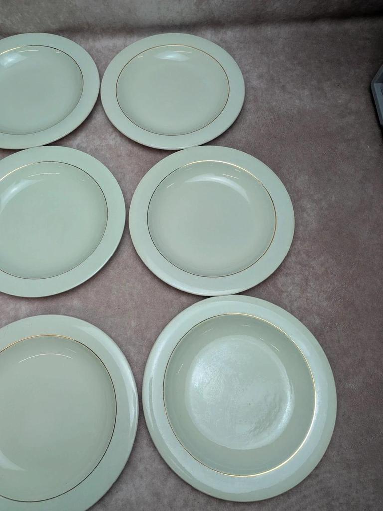 Lot de 12 assiettes creuses Opaceline Salins liseré doré vintage