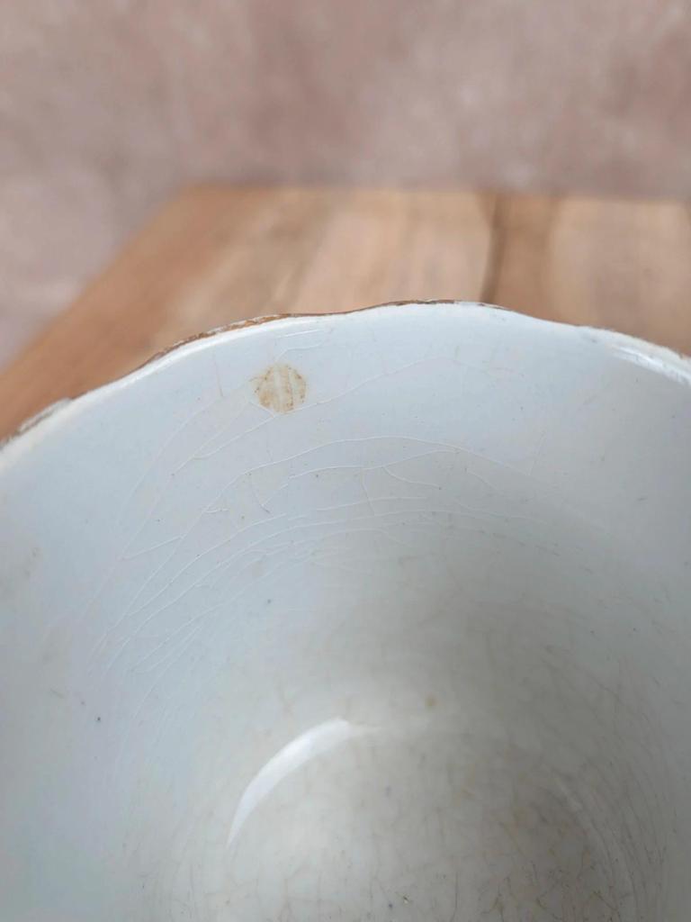 Tasse et soucoupe anciennes Terre de Fer Lunéville Kg – Modèle Clairette – Polychrome