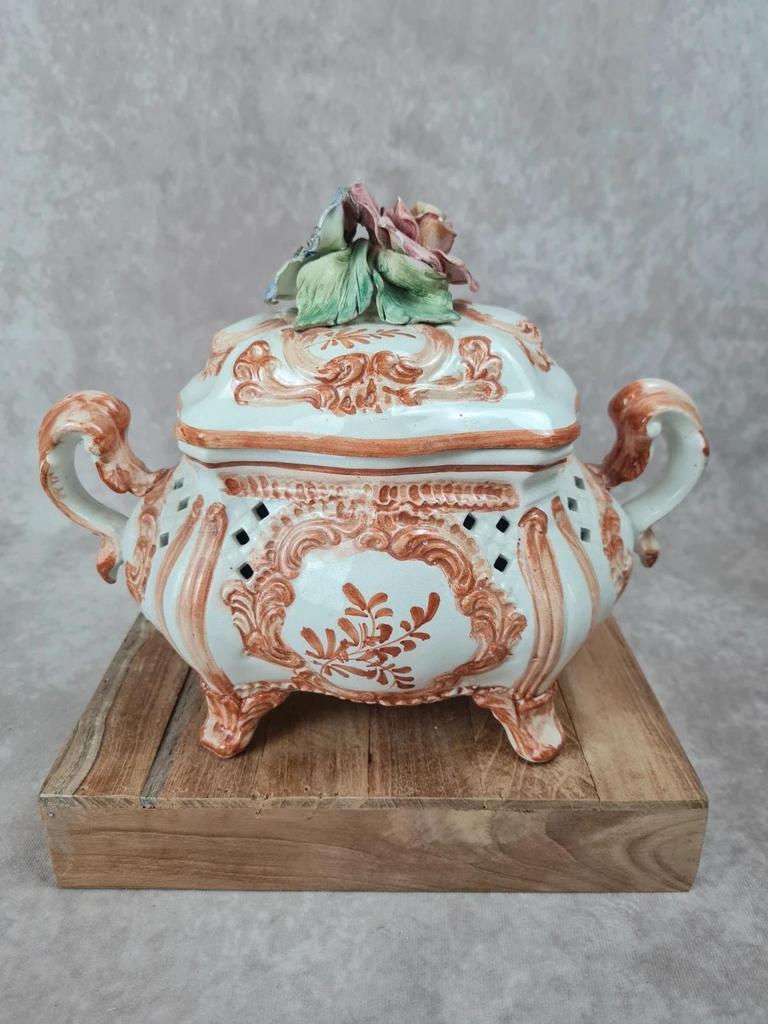 🏺 Soupière ancienne en faïence italienne – attribuée à Nove 🇮🇹
