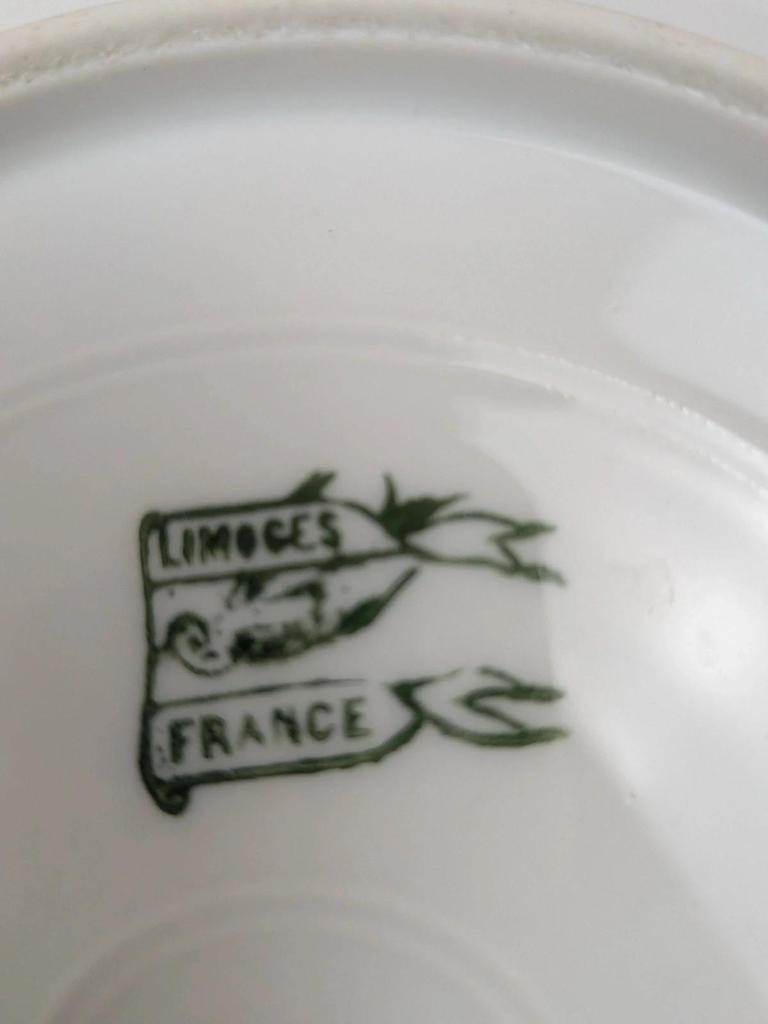Lot de 5 assiettes à dessert Limoges en porcelaine décor Art nouveau