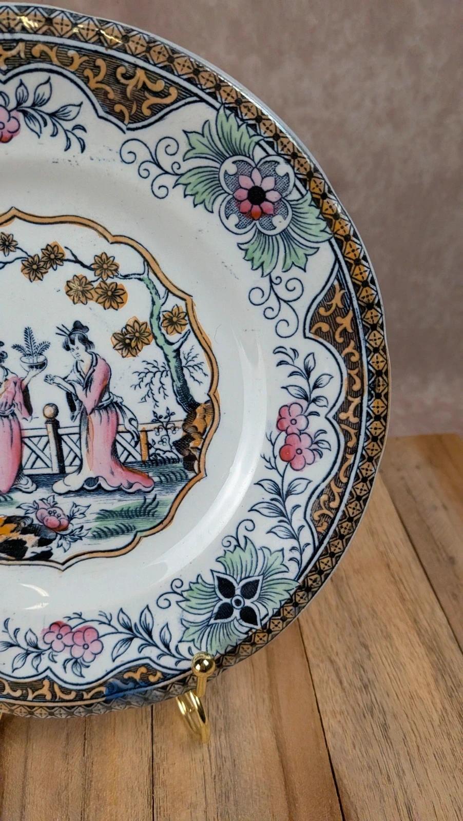 Assiette ancienne K&g Lunéville décor scène asiatique