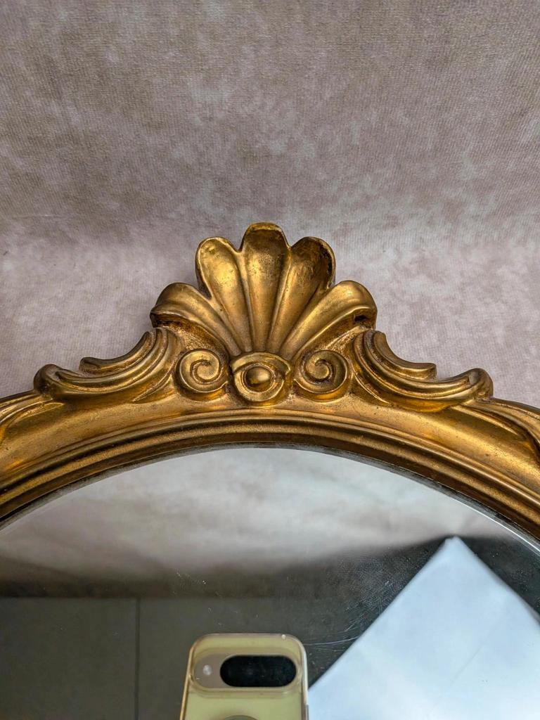 Miroir ovale style Louis Xv doré vintage 60 cm
