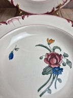 2 assiettes creuses Longchamp Velars – terre de fer – décor floral ancien