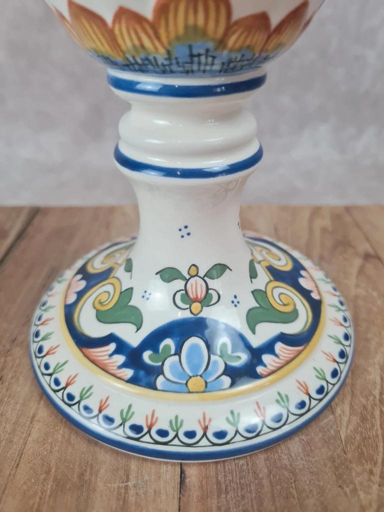 Vase faïence Desvres signé Maryse Rigaut 🎨 décor Rouen peint main