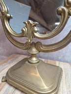 Grand miroir psyché de table en laiton – style Louis Xv rococo – vintage
