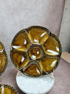 Lot de 8 assiettes à huîtres Gien, magnifique service vintage