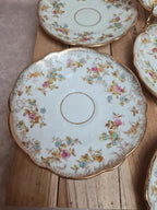 Lot de 7 coupelles anciennes porcelaine anglaise décor floral doré 🌸