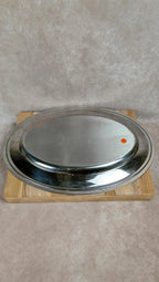 Grand plat ovale en inox vintage