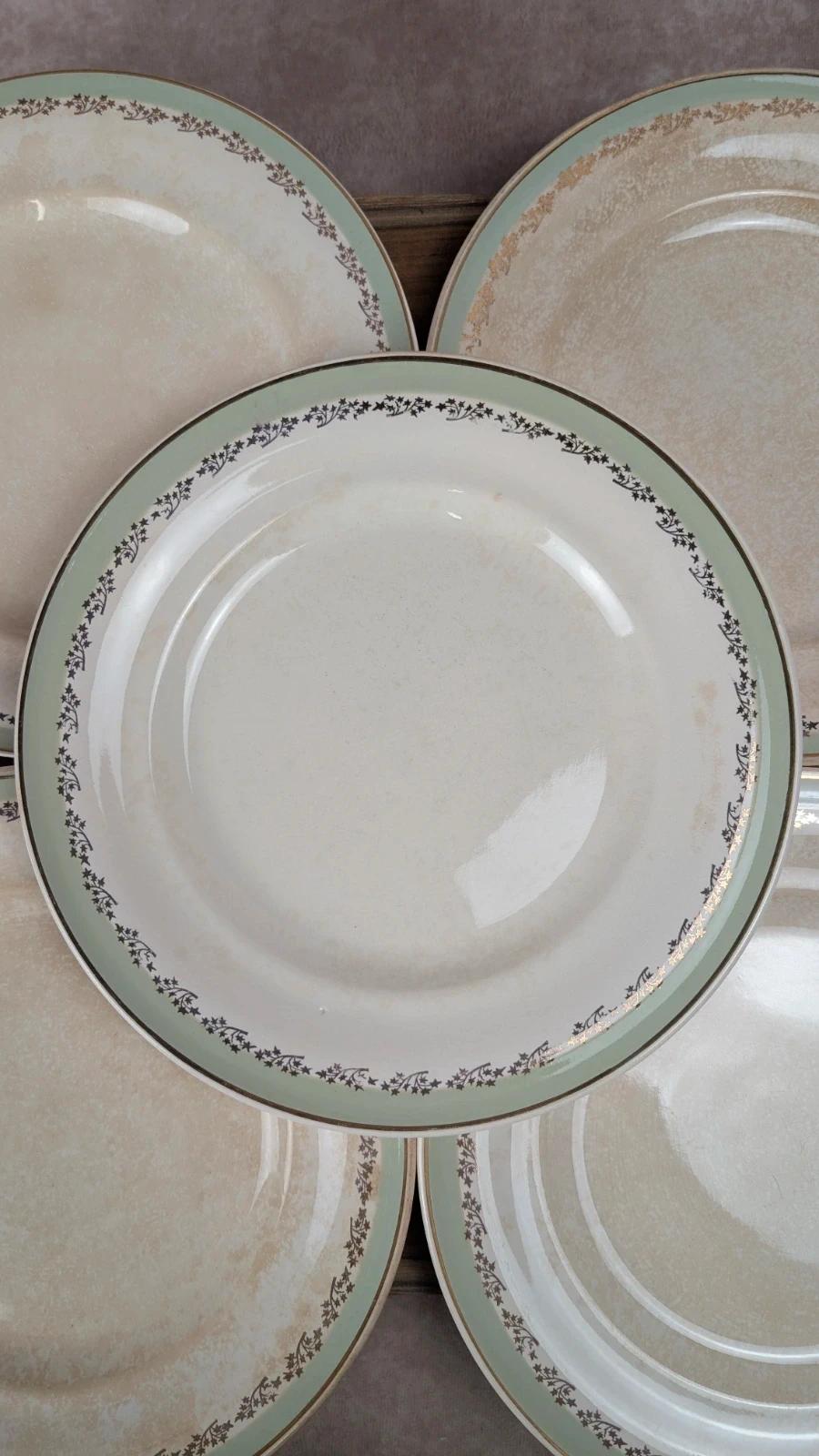 Lot de 6 assiettes plates vintage Saintonge – demi-porcelaine
