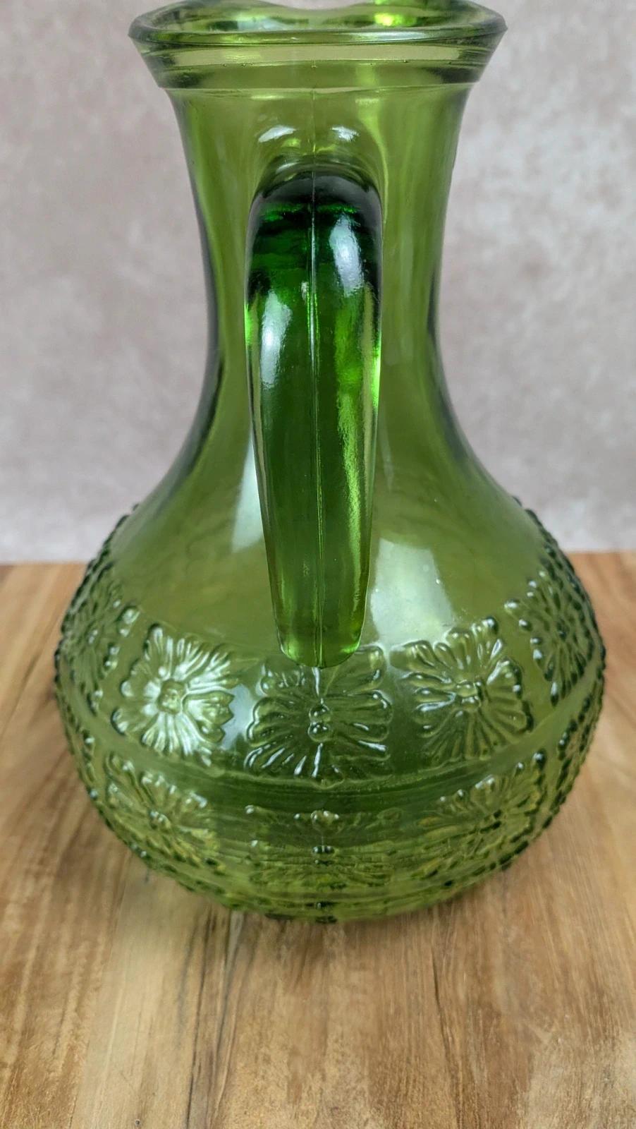 Service à orangeade/citronnade vintage carafe 6 verres verts Italie