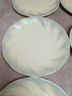 6 assiettes plates Terre de fer Salins décor bleu nuagé