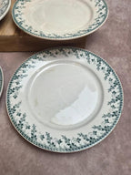 Lot de 6 assiettes plates terre de fer Gien Montigny – décor vert ancien