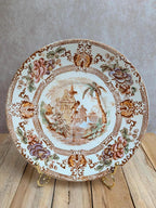 Assiette ancienne Terre de fer Longwy modèle Cyprus – Décor japonisant floral