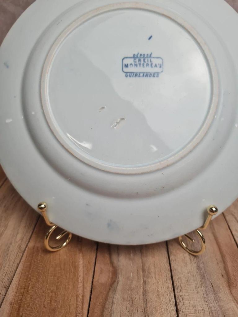 Assiette plate ancienne Creil & Montereau “guirlandes” décor bleu 💙