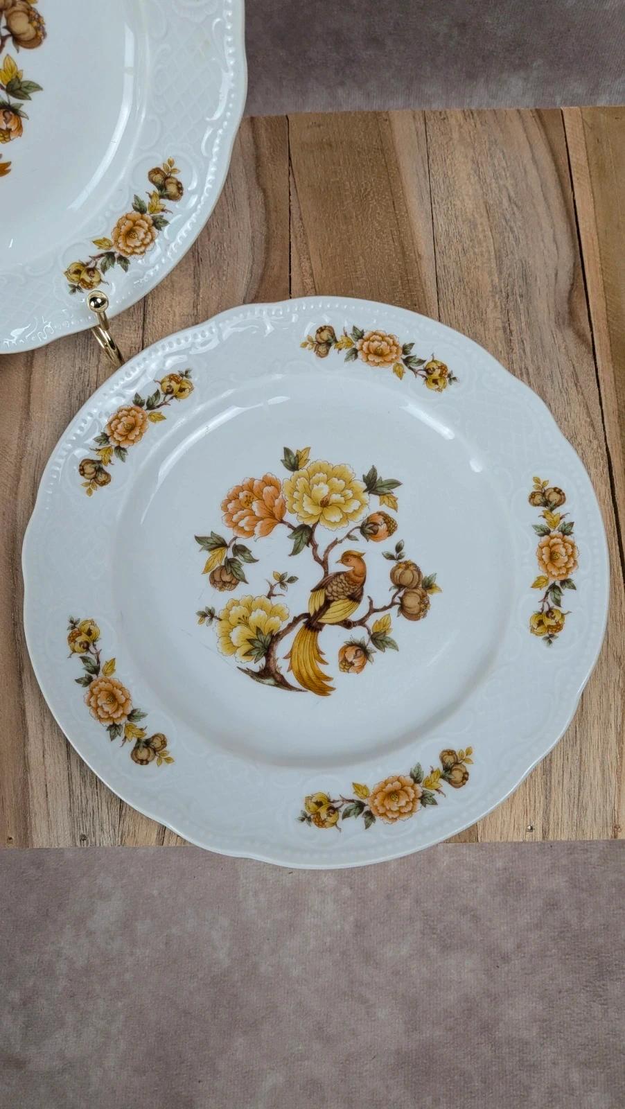 Lot de 2 assiettes à dessert Bavaria décor oiseaux & fleurs