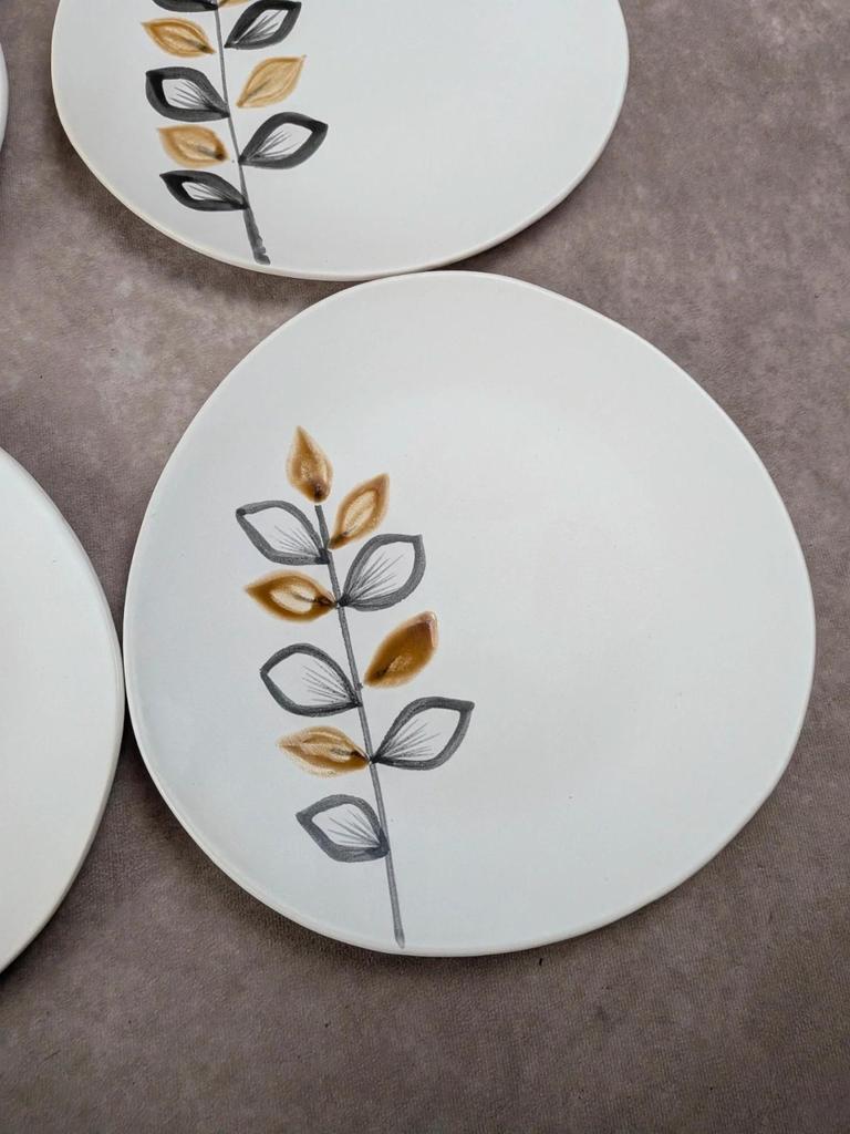 Lot de 6 assiettes plates vintage Niderviller style Capron Vallauris