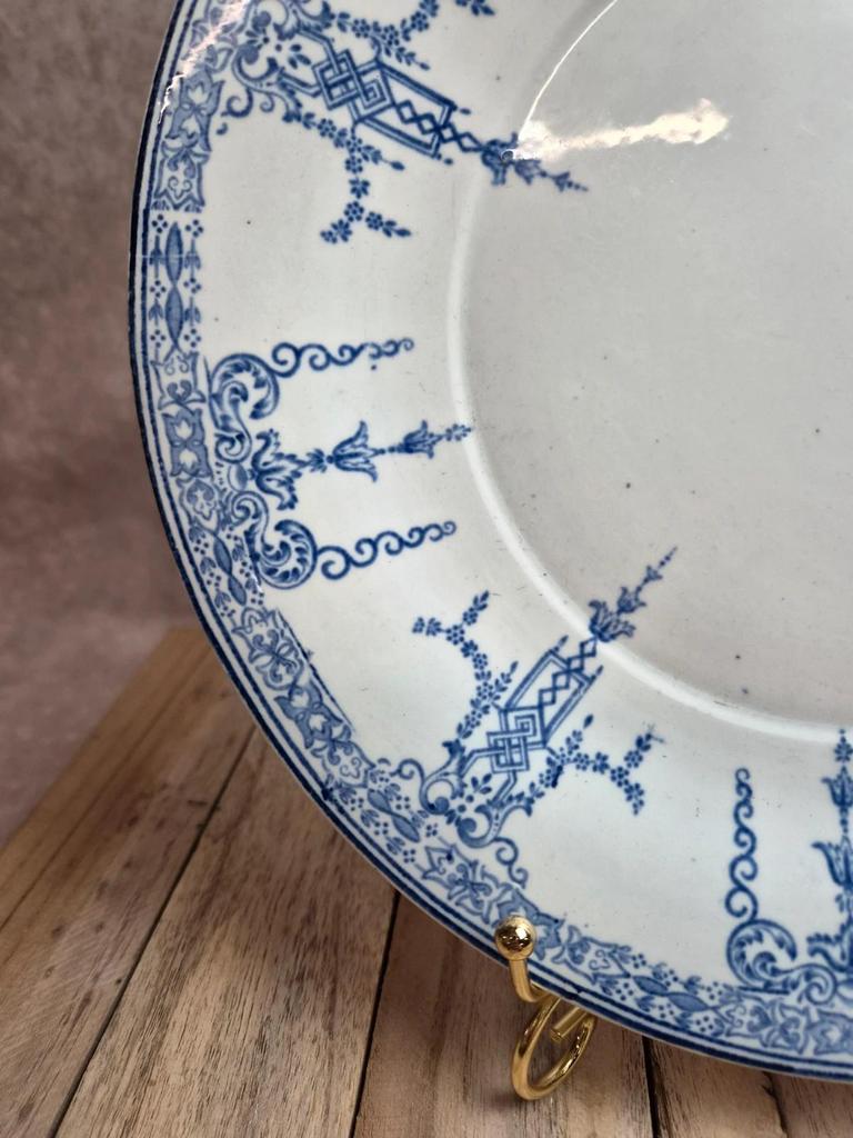 Ancienne assiette plate Gien 1860-1871 – faïence décor bleu – Xixe siècle