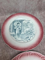 Série complète 12 assiettes parlantes Digoin Sarreguemines, terre de fer, Les Fleurs vintage