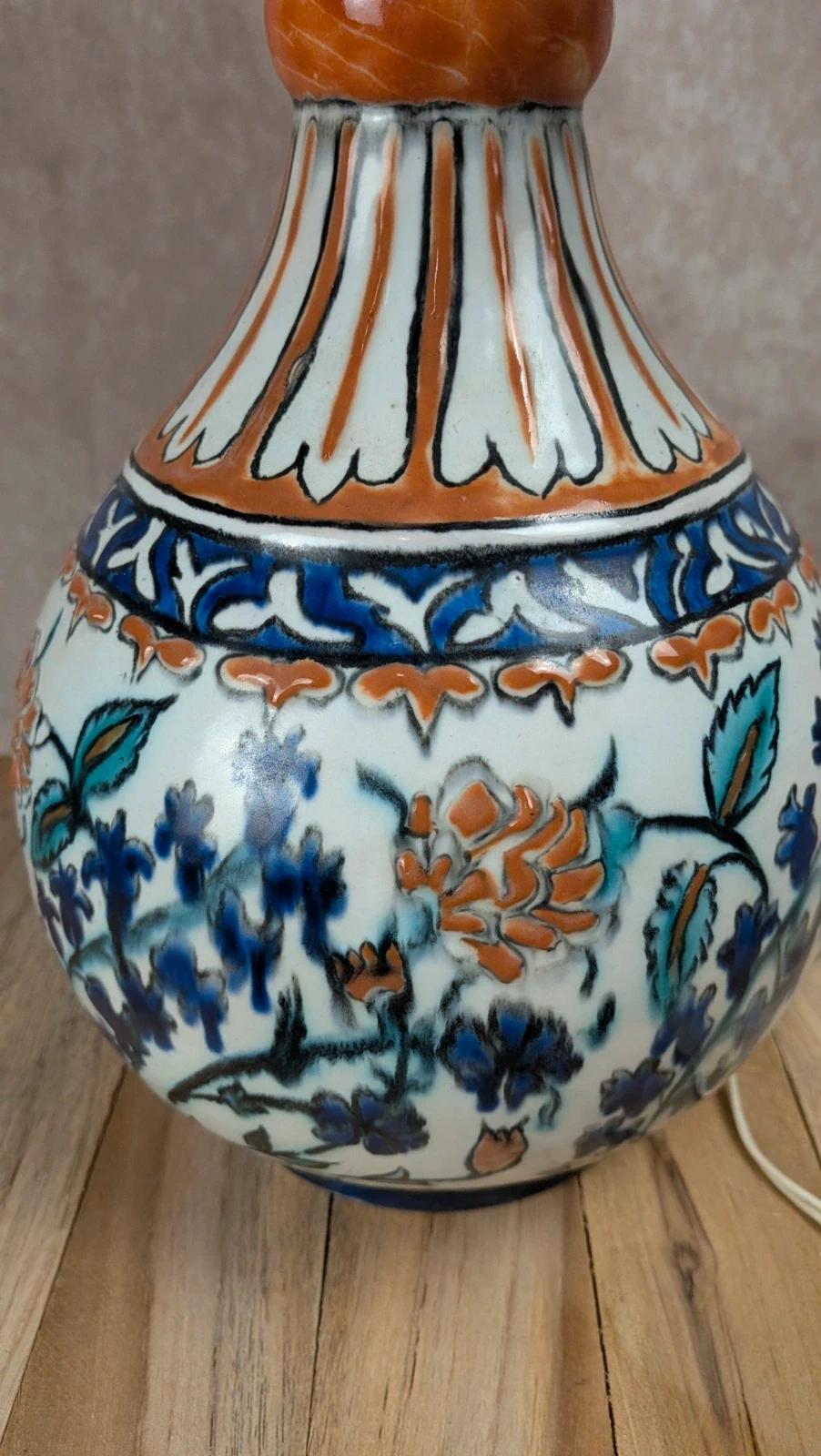 Pied de lampe en faïence style Iznik