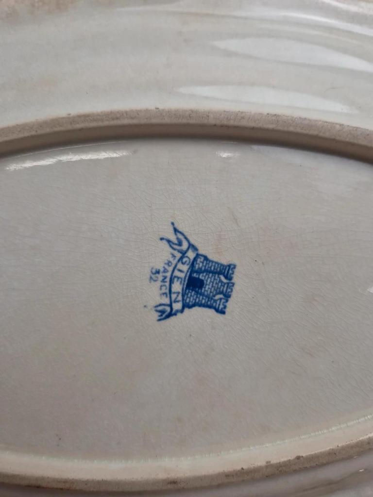 Plat ovale Gien Rouen – faïence ancienne bleu & blanc – milieu Xxe