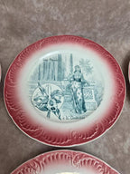 Série complète 12 assiettes parlantes Digoin Sarreguemines, terre de fer, Les Fleurs vintage