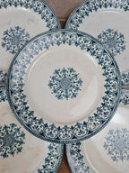 Lot de 6 assiettes plates Badonviller – modèle “oriental” 🩵