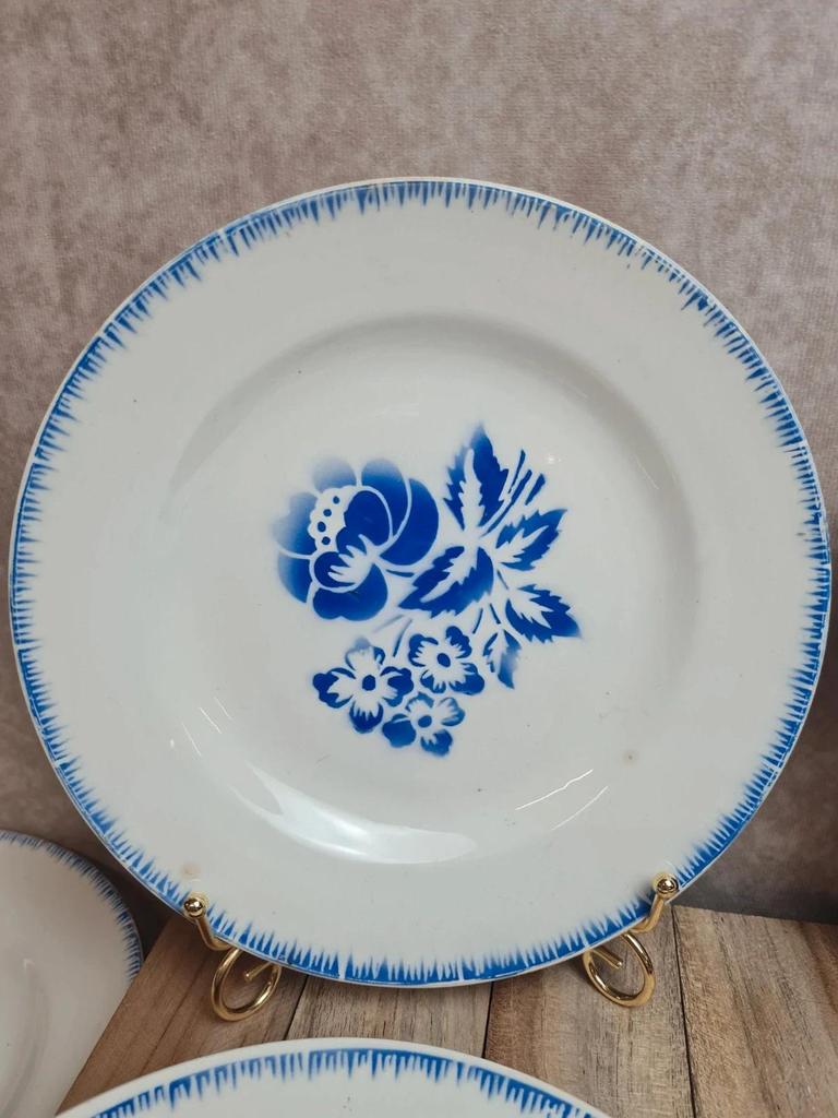 Lot de 10 assiettes plates vintage Digoin Sarreguemines modèle Simone Egp bleu 💙