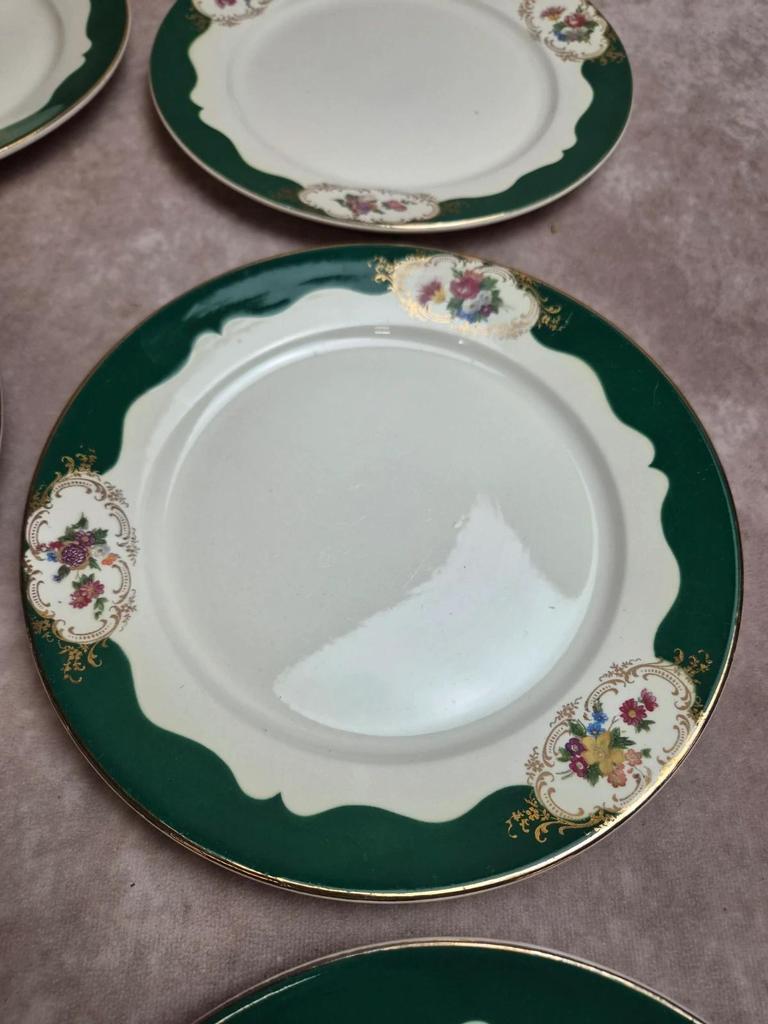 Lot 7 assiettes plates Digoin Sarreguemines Champagne – Porcelaine opaque vintage