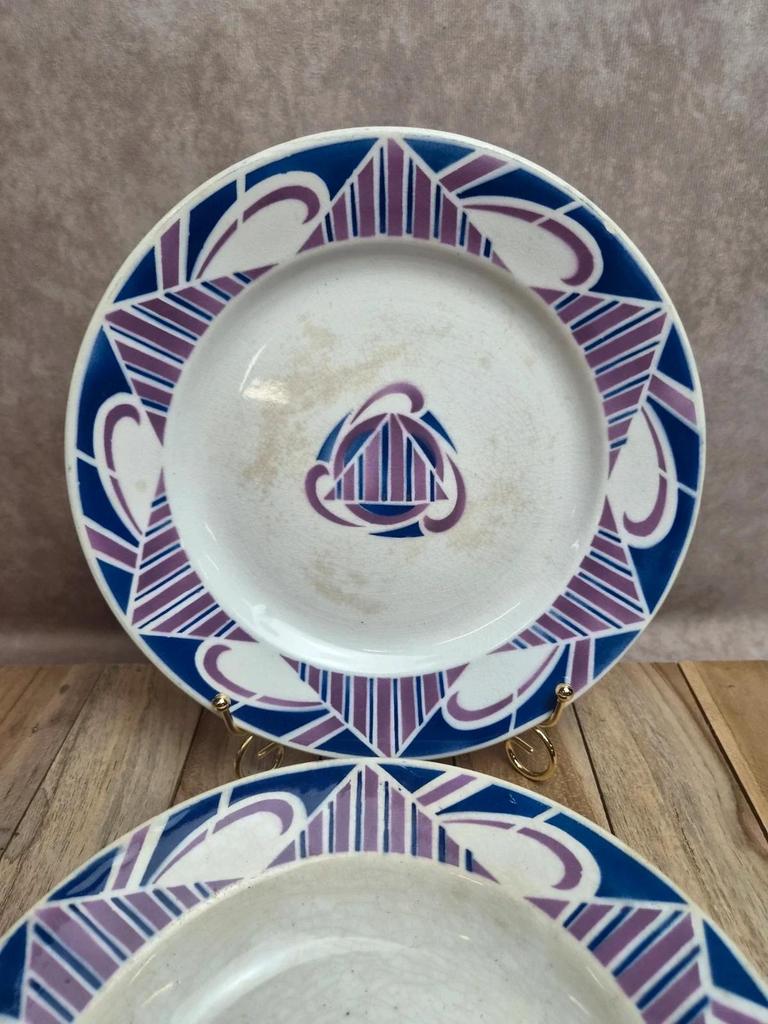 Assiettes Moulin des Loups modèle Charente – Art Déco – 1 plate + 1 creuse