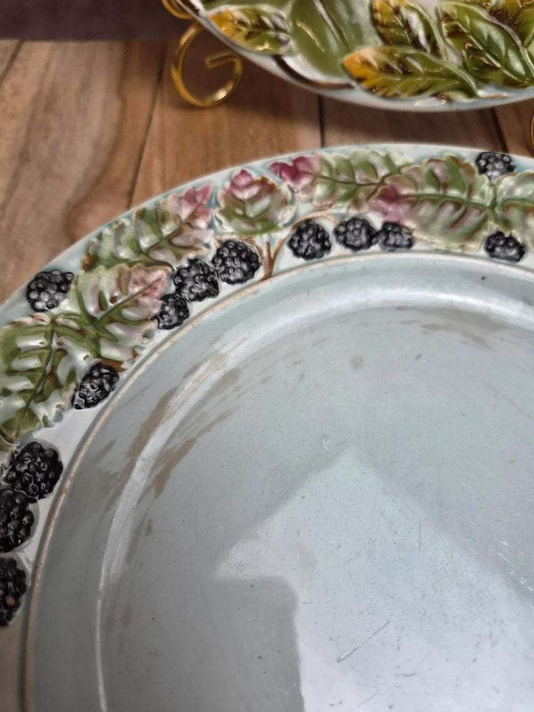 Lot de 6 assiettes à dessert en barbotine Saint-amand-les-eaux – Décors fruits